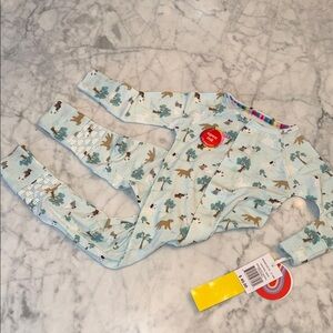 NWT Magnetic Me Modal Light Blue Animal Print Coverall 12/18M